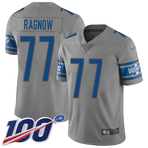 Detroit Lions Limited Gray Men Frank Ragnow Jersey NFL Football #77 100th Season Inverted Legend->youth nfl jersey->Youth Jersey